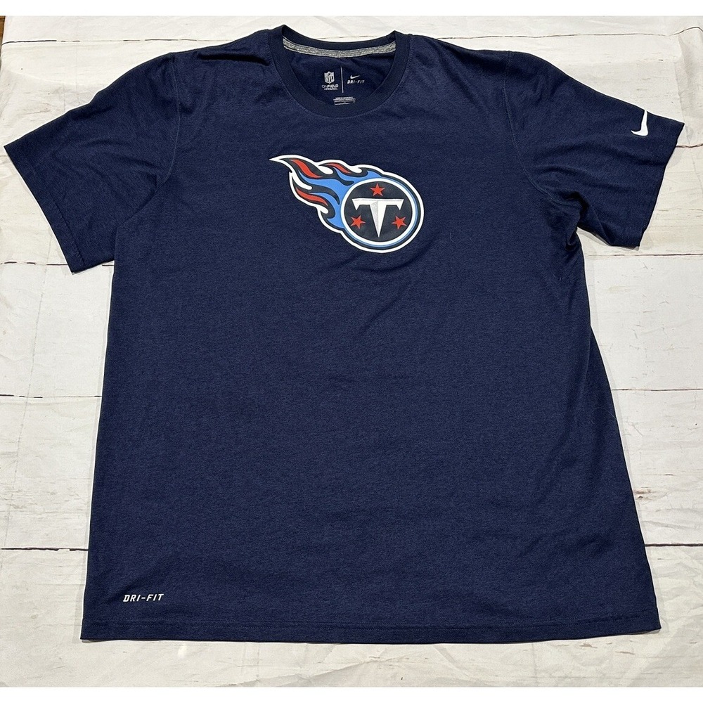 Tennessee Titans Shirt Adult Large Blue Navy Nike Dri Fit‎ NFL Football Mens*